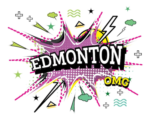 Edmonton-comic-text im pop-art-stil, isolated on white background