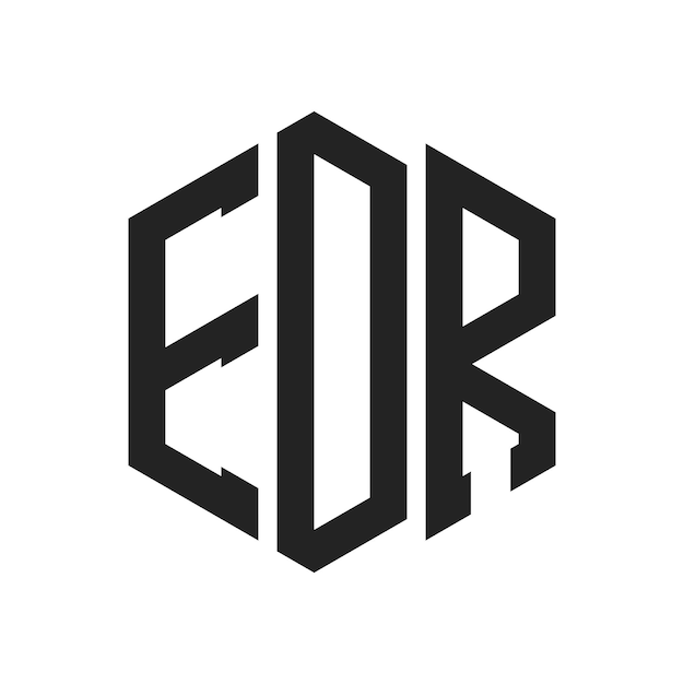 EDR-Logo-Design Anfangsbuchstaben EDR-Monogramm-Logo in sechseckiger Form