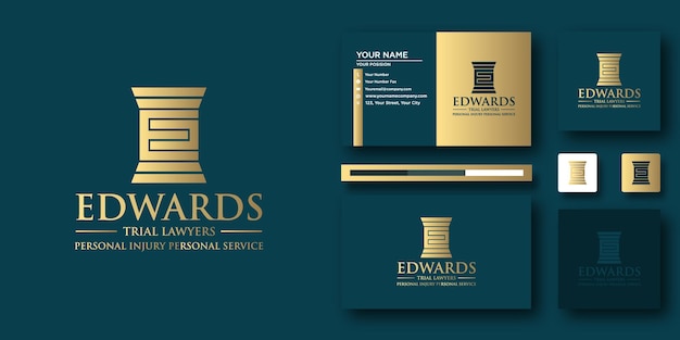 Edwards law logo briefvorlage mit modernem konzept und visitenkartendesign