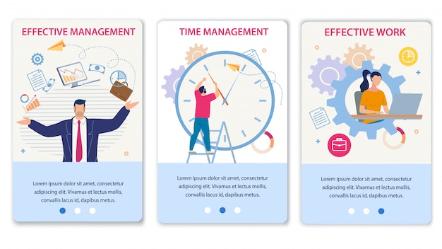 Effektives zeitmanagement und work mobile page set