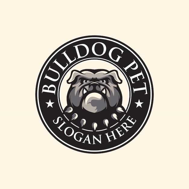 Ehrfürchtige bulldoggenlogoillustration für klaps