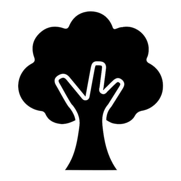 Vektor eichenbaum-glyphe, solide schwarze illustration