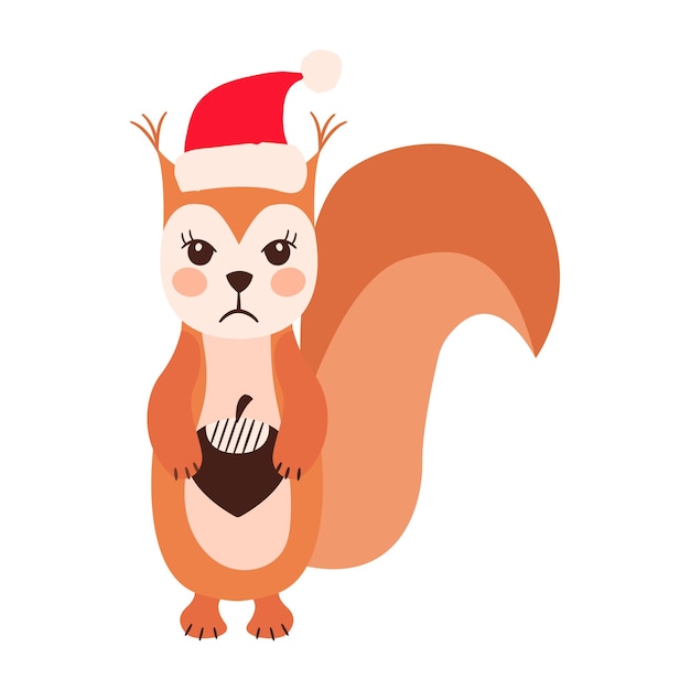 Vektor eichhörnchen-emoji-weihnachtsmütze-set