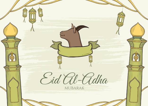 Vektor eid adha minimaler handgezeichneter stil