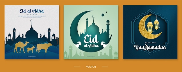 Eid Adha Mubarak Instagram-Beitragsvorlage Premium Vector v1