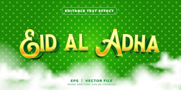 Eid al adha 3d-texteffekt im comic-stil editierbarer texteffekt