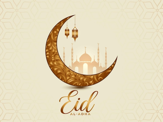 EID al ADHA Festival-Grußkarte mit Lampe und Moschee