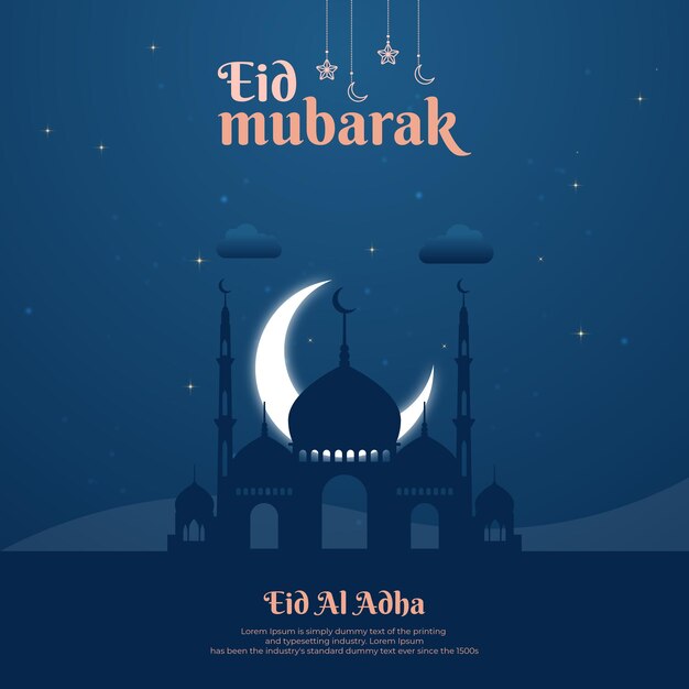 Eid Al Adha Mubarak. Kreative Anzeigen für Social Media, Banner, Poster, Grußkartenvorlagendesign