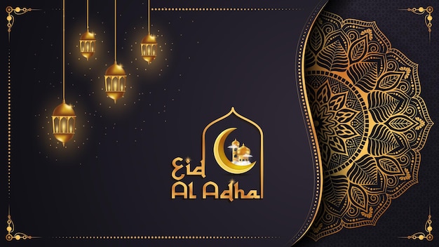 Eid al adha mubarak luxus-mandala-hintergrunddesign premium-vektor