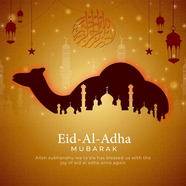 Eid Al Adha Mubarak Social Media Post Illustration Design Template (Vorlage für die Gestaltung von Social Media-Posts)