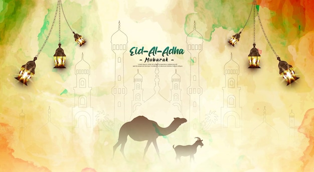 Eid al Adha Mubarak und islamische Festivalpostvorlage