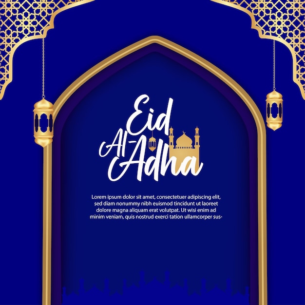 Eid al adha schriftzug karte für social media post