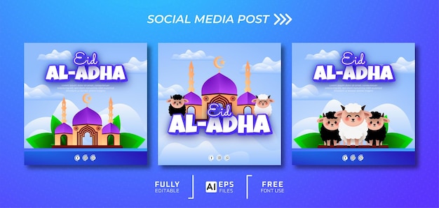 Eid al adha social media set mit realistischem podium