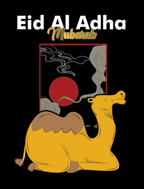 Vektor eid al adha-vektor mit tierfarmobjekt