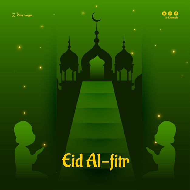 Eid al fitr designvorlage für muslimische festivalbanner