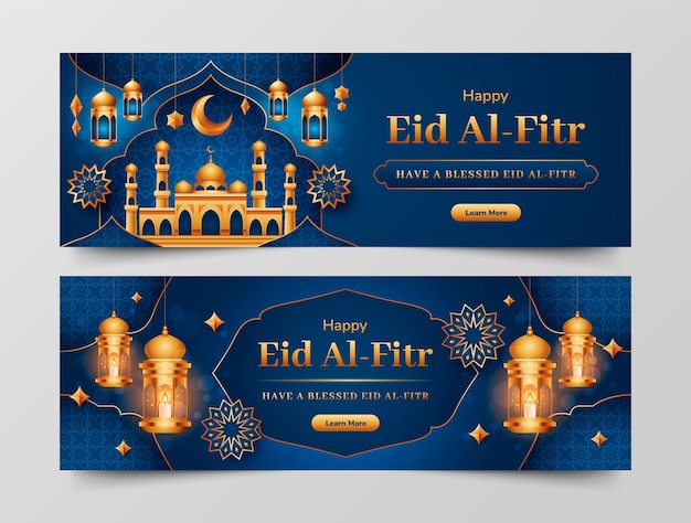 Vektor eid al-fitr mubarak banner set