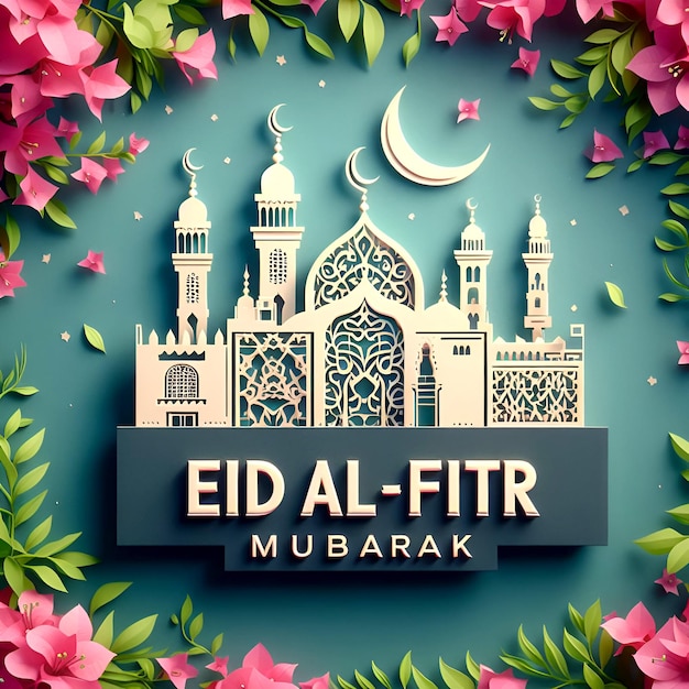 Vektor eid al-fitr mubarak digitale karte mit marokkanischem thema