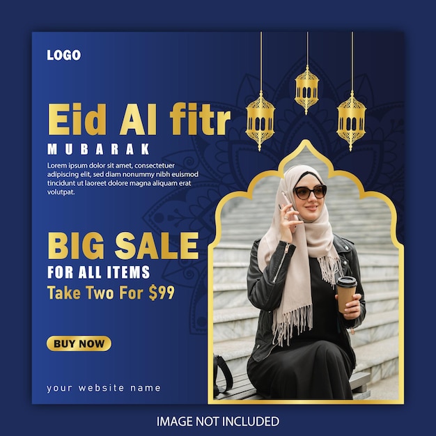 Eid al fitr verkauf instagram posts banner design vorlage