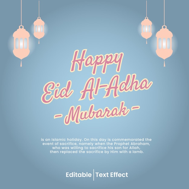 Eid aladha-gruß mit erstklassigem editierbarem text vektor