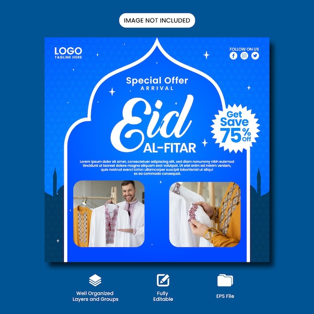 Vektor eid alfitar social-media-post-banner-template-design