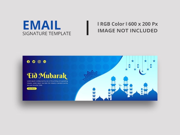 Eid alfitr eid mubarak designvorlage für e-mail-signaturen