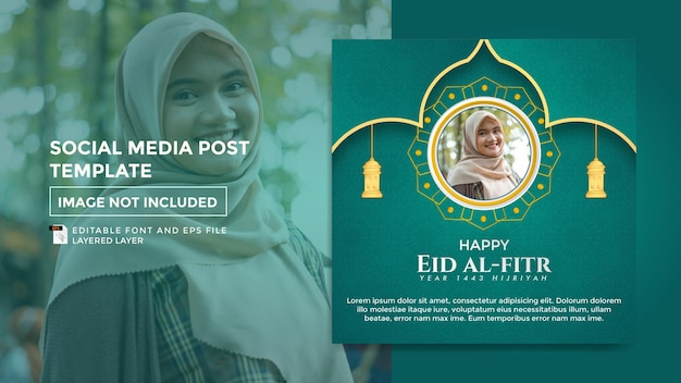 Eid alFitr Grußthema Social-Media-Beitragsvorlage