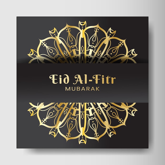 Vektor eid alfitr mit mandala-hintergrund design für ihr date-postkarten-banner-logo