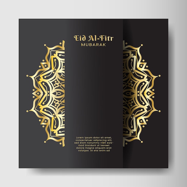 Eid alfitr mit mandala-hintergrund design für ihr date-postkarten-banner-logo