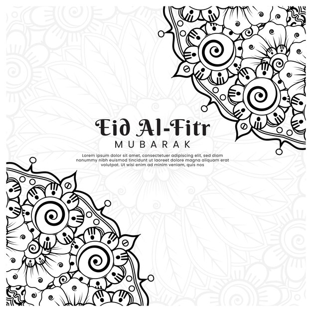 Eid alfitr mit mehndi-blumenhintergrund abstrakte illustration