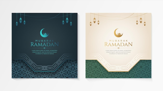 Vektor eid alfitr mubarak ramadan kareem islamischer stil grüße hintergrund sammlung set