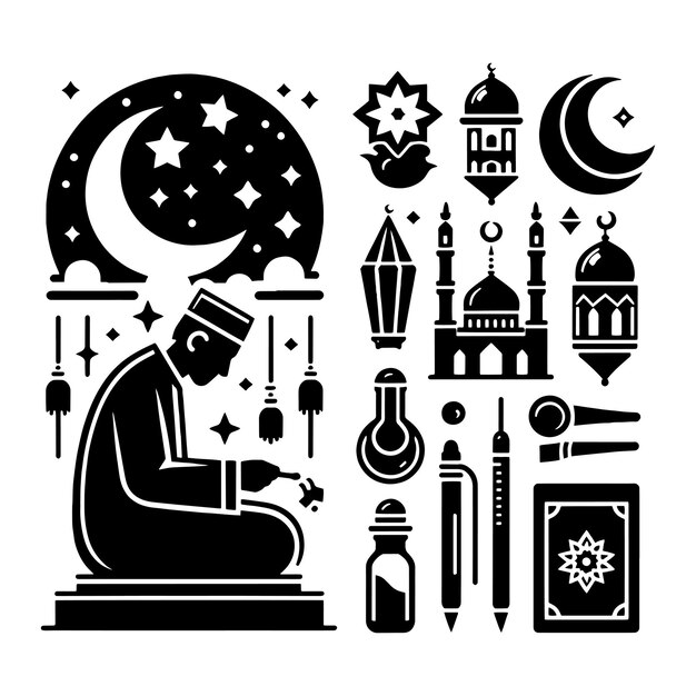 Eid-lampen-vektorillustrationen beleuchten ihre eid-projekte