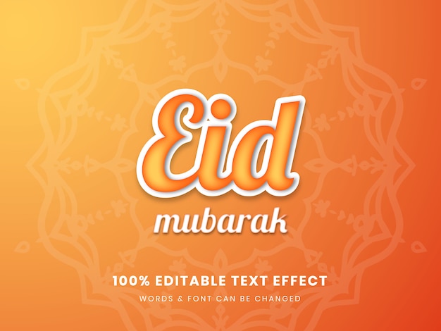 Eid mubarak 3d bearbeitbarer texteffekt