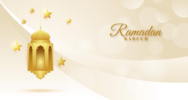 Eid mubarak-banner mit goldener laterne und sternen