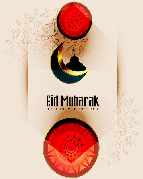 Vektor eid mubarak banner schöne ramadan kareem-grußkarte mit mandala-kunst islamischer kalligrafie.