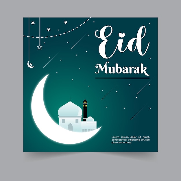 Eid mubarak banner und eid al adha oder eid al fitr social media post islamisches design