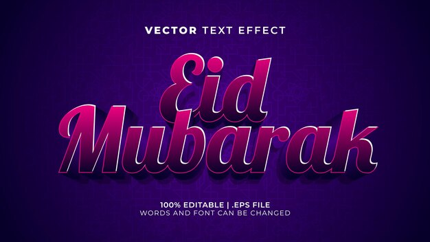 Eid Mubarak bearbeitbarer 3D-Texteffekt-Vorlagenstil