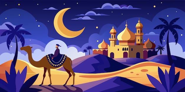 Vektor eid mubarak grüßkarte vorlage nacht illustrieren