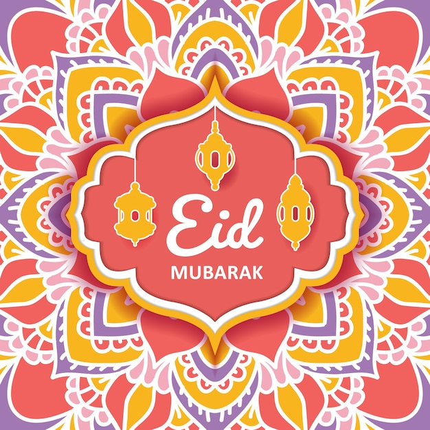 Vektor eid mubarak-hintergrund mit mandala-verzierung