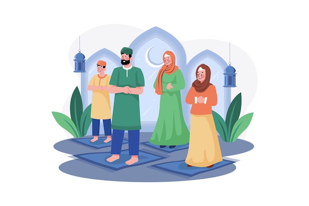 Vektor eid mubarak illustrationskonzept