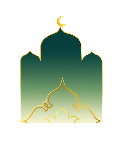 Vektor eid mubarak islamische vektorillustration mit goldenem mond und moschee für plakatfahnendesign