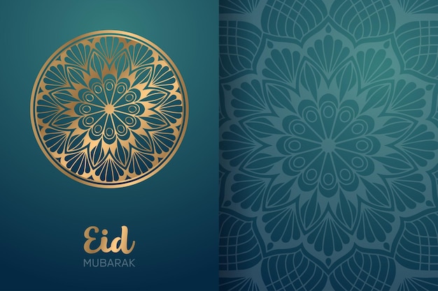 Eid mubarak karte mit mandala ornament.