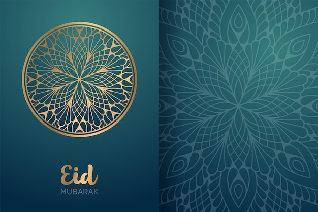 Eid mubarak karte mit mandala ornament.