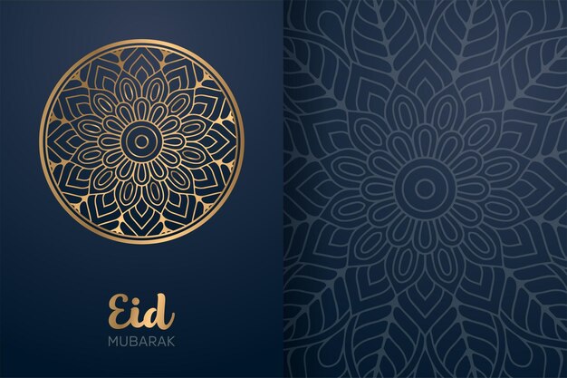 Eid mubarak karte mit mandala ornament.