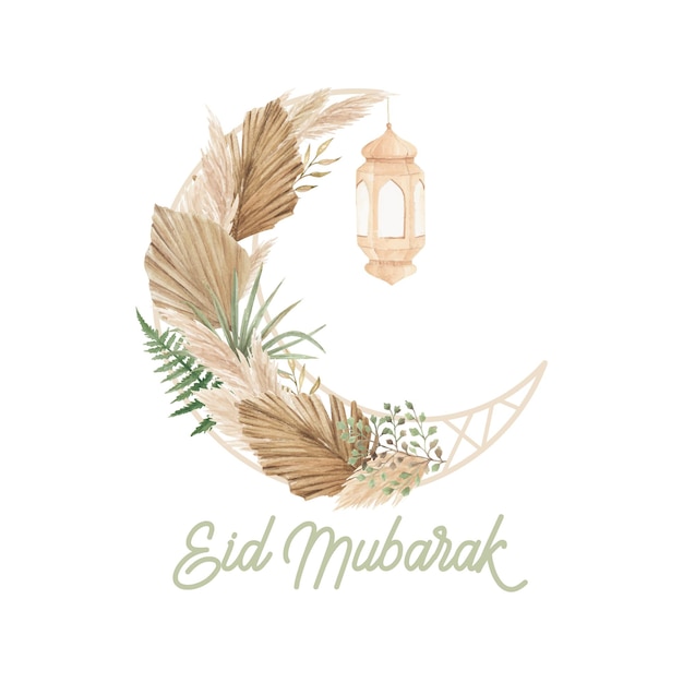 Eid Mubarak Kartenschablone mit Boho-Halbmondformentwurf