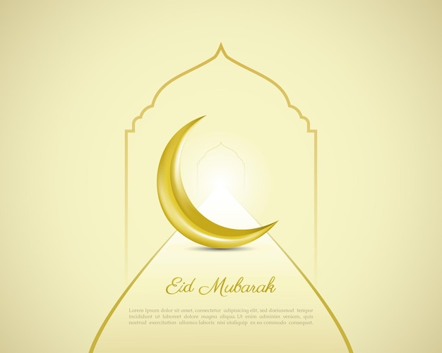 Eid mubarak mit goldener halbmondillustration