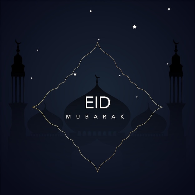 Eid Mubarak Mond und Moschee schöner Hintergrundvektor Eid Mubarak islamisches Design