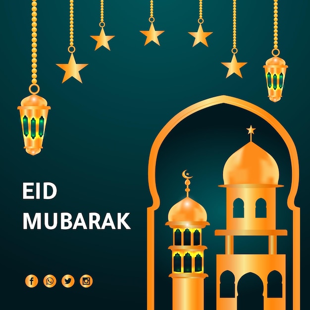 Eid mubarak social banner hintergrunddesign premium-vektor
