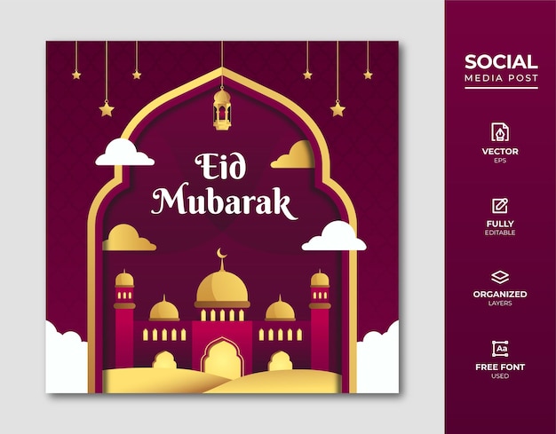 Eid mubarak social media beitragsvorlage