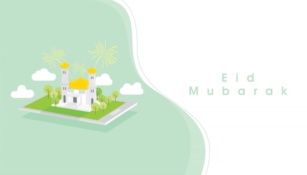 Vektor eid mubarak-vektorillustration mit isometrischem design