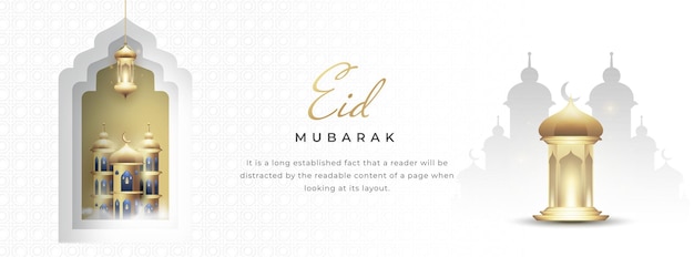 Eid oder ramadan islamic festival facebook social media cover web banner mit dekorativer laterne